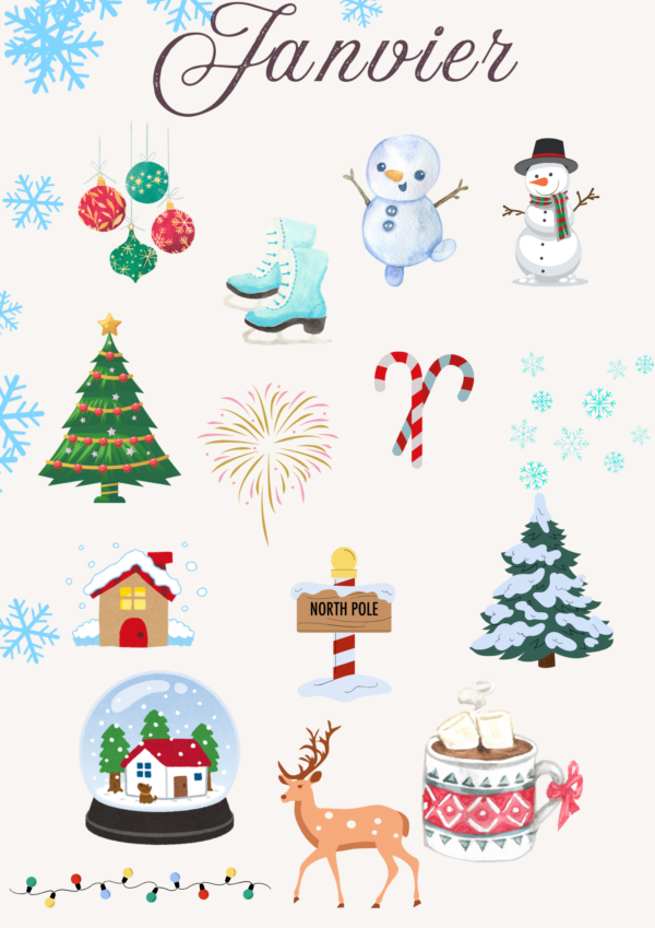 Janvier (planning mensuel + stickers)